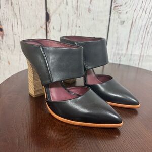 Black Leather Women's Mules